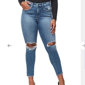 GOOD AMERICAN Good Legs Crop Skinny Denim Jean Pants High Rise Blue Womens Sz 15